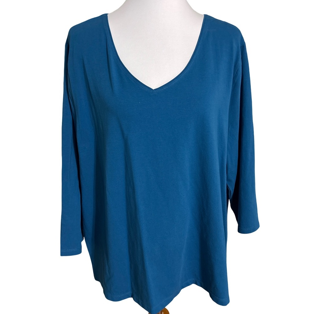 Kim Rogers Teal V Neck Long Sleeve Top